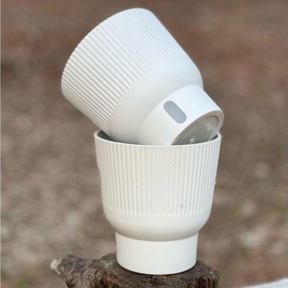 Elegant White Ribbed Self-Watering Planter Set of 2
